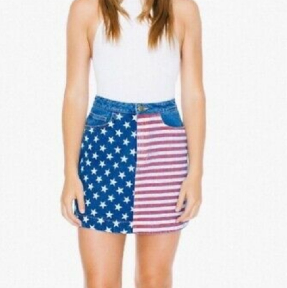 AMERICAN APPAREL STARS & STRIPES DENIM SKIRT - Picture 3 of 8